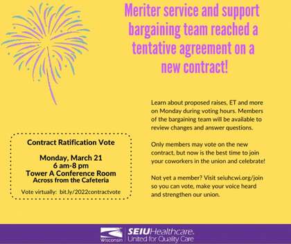 Monday, March 21 - Meriter Service and Support Contract Ratification Vote