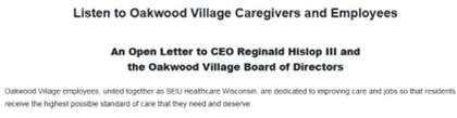 Sign Letter To Oakwood CEO & Board of Directors